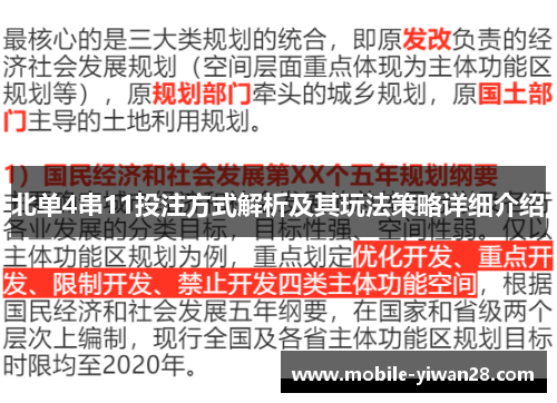 北单4串11投注方式解析及其玩法策略详细介绍