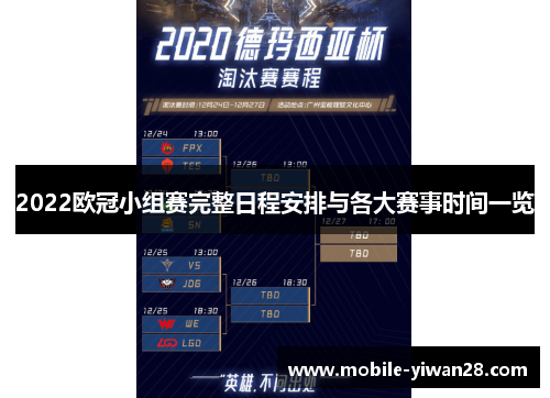 2022欧冠小组赛完整日程安排与各大赛事时间一览
