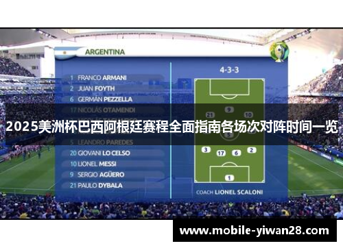 2025美洲杯巴西阿根廷赛程全面指南各场次对阵时间一览