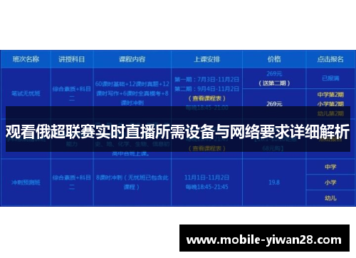 观看俄超联赛实时直播所需设备与网络要求详细解析